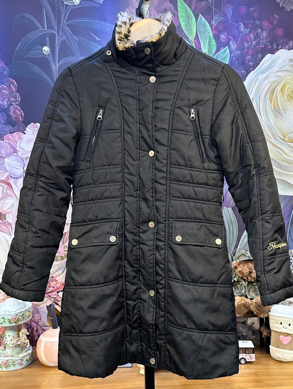 Hemisphere Puffer Coat Moto Gorpcore Utility Streetwear Faux Fur Longline Black